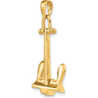 14K Yellow Gold 3D T-Bar Anchor Pendant - 36mm Length by Oro Pregiato