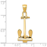 14K Yellow Gold 3D T-Bar Anchor Pendant - 36mm Length by Oro Pregiato