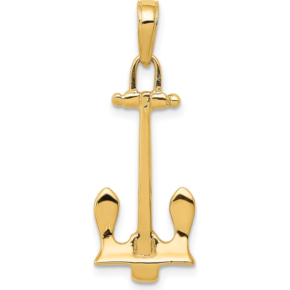 14K Yellow Gold 3D T-Bar Anchor Pendant - Masculine Nautical Design in Solid Casted Gold by Oro Pregiato