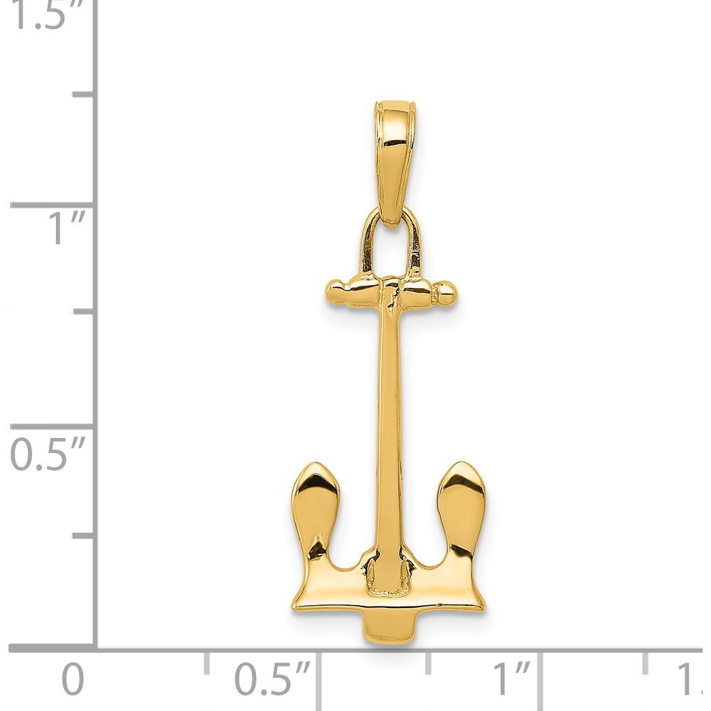 14K Yellow Gold 3D T-Bar Anchor Pendant - Masculine Nautical Design in Solid Casted Gold by Oro Pregiato
