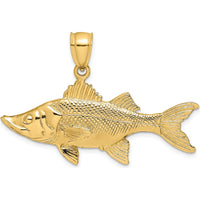 14K Yellow Gold 3D Tarpon Fish Pendant with Polished and Textured Detailing by Oro Pregiato