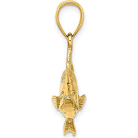 14K Yellow Gold 3D Tarpon Fish Pendant with Polished and Textured Detailing by Oro Pregiato