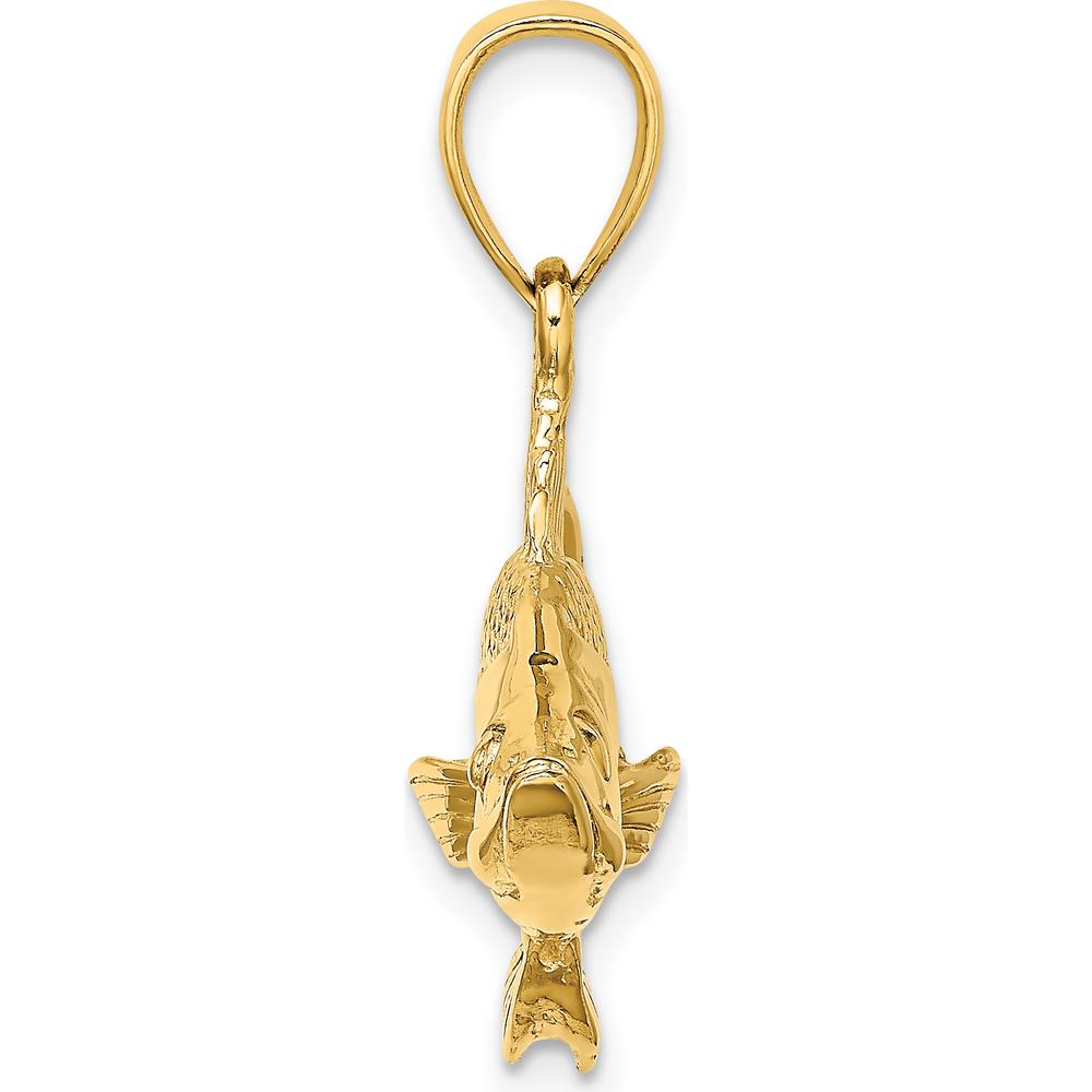 14K Yellow Gold 3D Tarpon Fish Pendant with Polished and Textured Detailing by Oro Pregiato