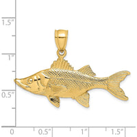 14K Yellow Gold 3D Tarpon Fish Pendant with Polished and Textured Detailing by Oro Pregiato