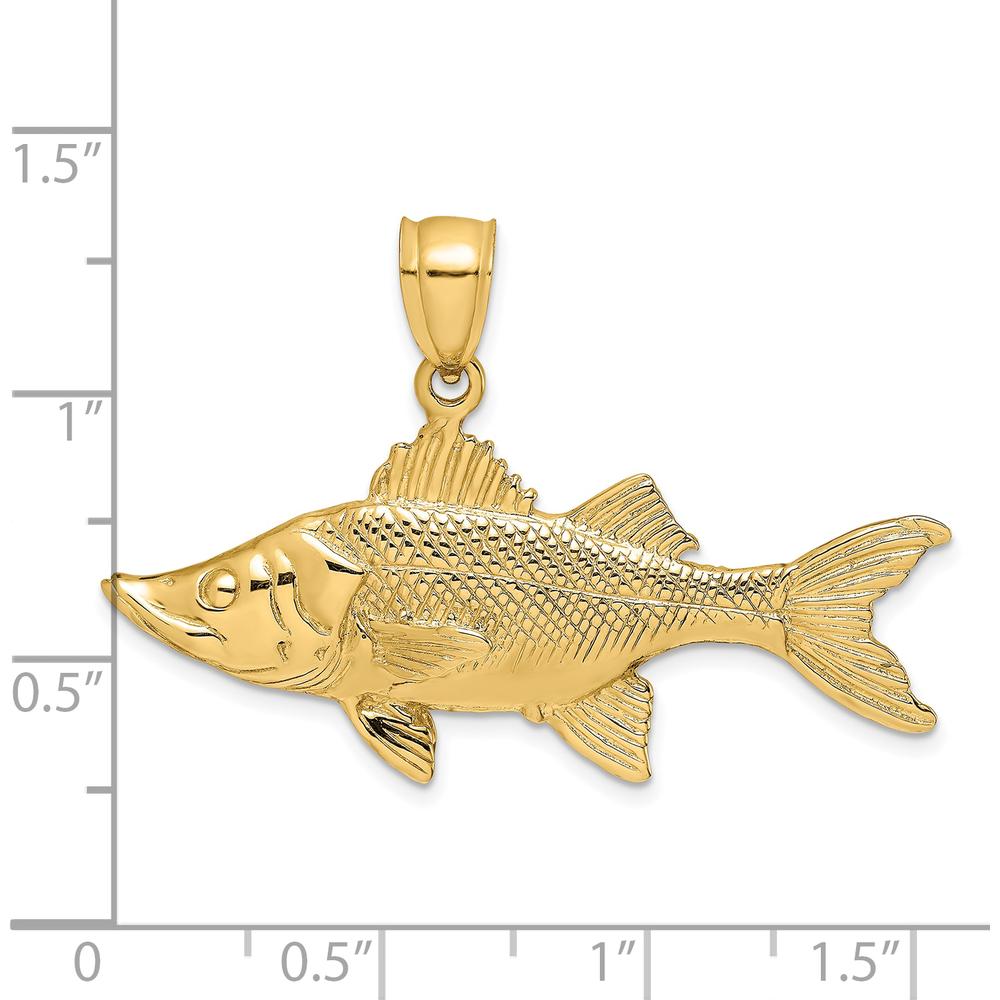 14K Yellow Gold 3D Tarpon Fish Pendant with Polished and Textured Detailing by Oro Pregiato