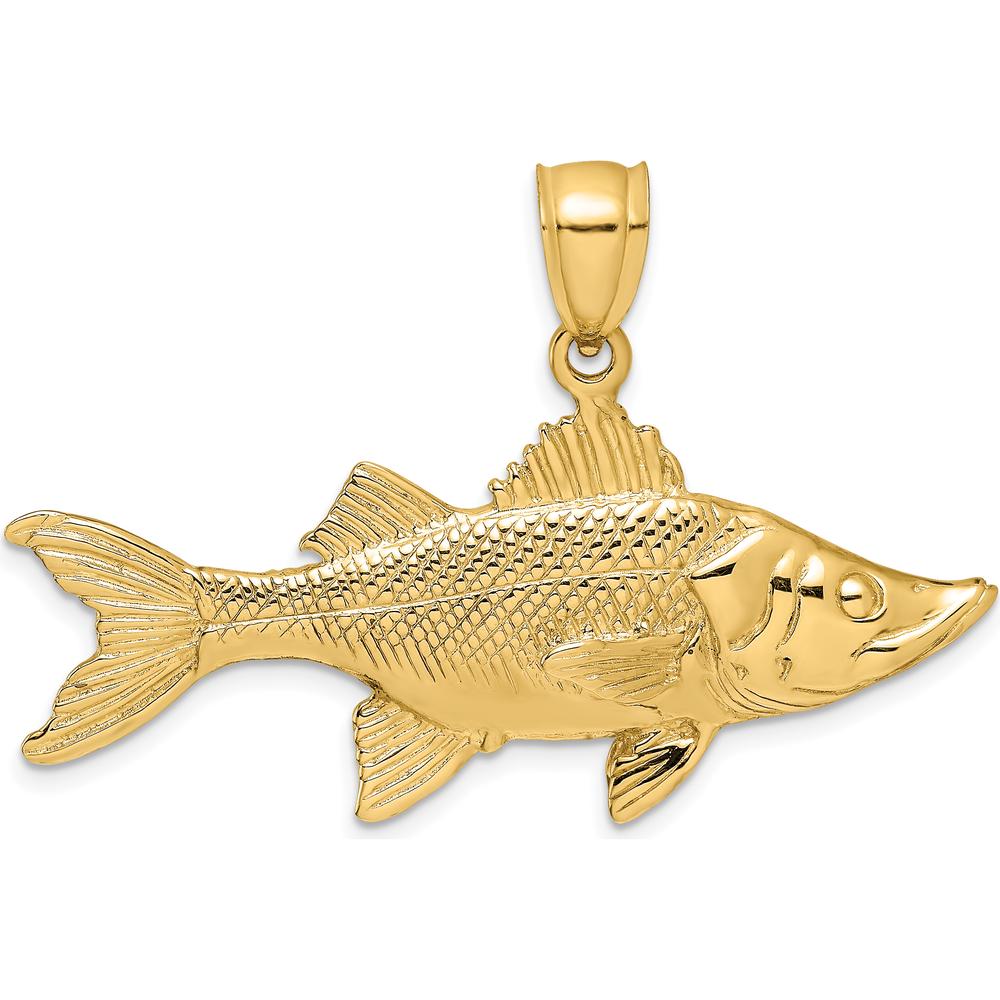 14K Yellow Gold 3D Tarpon Fish Pendant with Polished and Textured Detailing by Oro Pregiato
