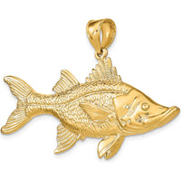 14K Yellow Gold 3D Tarpon Fish Pendant with Polished and Textured Detailing by Oro Pregiato