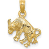 14K Yellow Gold 3D Taurus Zodiac Charm Pendant with Textured Bull Design - 17.55mm Length by Oro Pregiato
