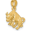 14K Yellow Gold 3D Taurus Zodiac Charm Pendant with Textured Bull Design - 17.55mm Length by Oro Pregiato