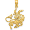 14K Yellow Gold 3D Taurus Zodiac Charm Pendant with Textured Finish - 27.65mm Length by Oro Pregiato