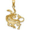 14K Yellow Gold 3D Taurus Zodiac Charm Pendant with Textured Finish - 27.65mm Length by Oro Pregiato