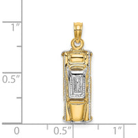 14K Yellow Gold 3D Taxi Pendant with Moveable Tires and Rhodium Accents by Oro Pregiato