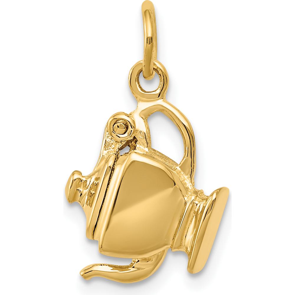 14K Yellow Gold 3D Tea Pot Lid Opens Charm - Polished Finish