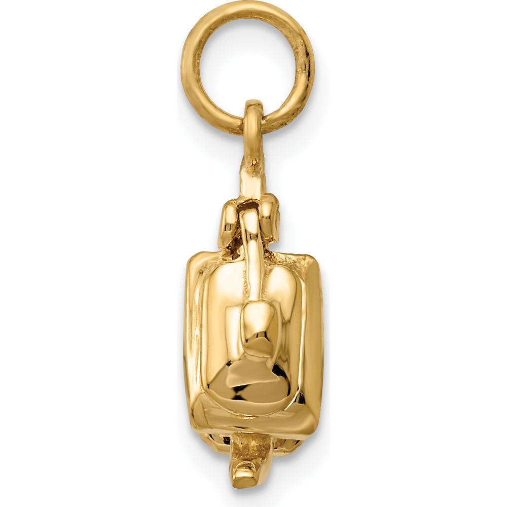 14K Yellow Gold 3D Tea Pot Lid Opens Charm - Polished Finish