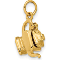 14K Yellow Gold 3D Tea Pot Lid Opens Charm - Polished Finish
