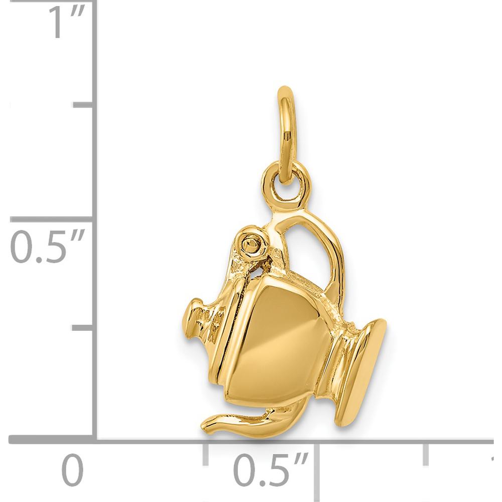 14K Yellow Gold 3D Tea Pot Lid Opens Charm - Polished Finish