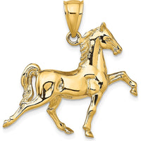 14K Yellow Gold 3D Tennessee Walking Horse Charm - Equestrian Pendant by Oro Pregiato