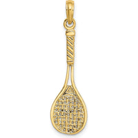 14K Yellow Gold 3D Tennis Racquet Charm - Polished Finish by Oro Pregiato