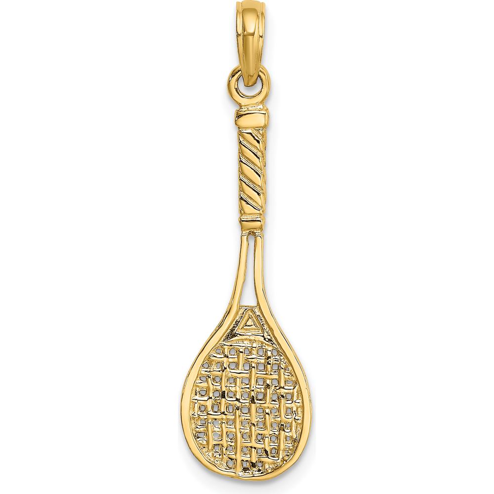 14K Yellow Gold 3D Tennis Racquet Charm - Polished Finish by Oro Pregiato