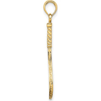 14K Yellow Gold 3D Tennis Racquet Charm - Polished Finish by Oro Pregiato