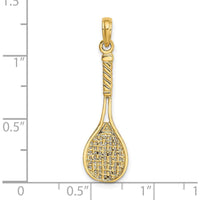 14K Yellow Gold 3D Tennis Racquet Charm - Polished Finish by Oro Pregiato