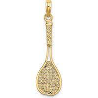 14K Yellow Gold 3D Tennis Racquet Charm - Polished Finish by Oro Pregiato