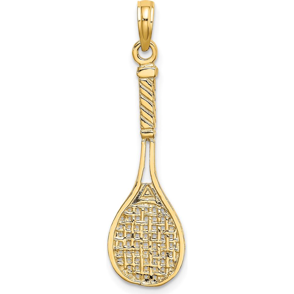 14K Yellow Gold 3D Tennis Racquet Charm - Polished Finish by Oro Pregiato