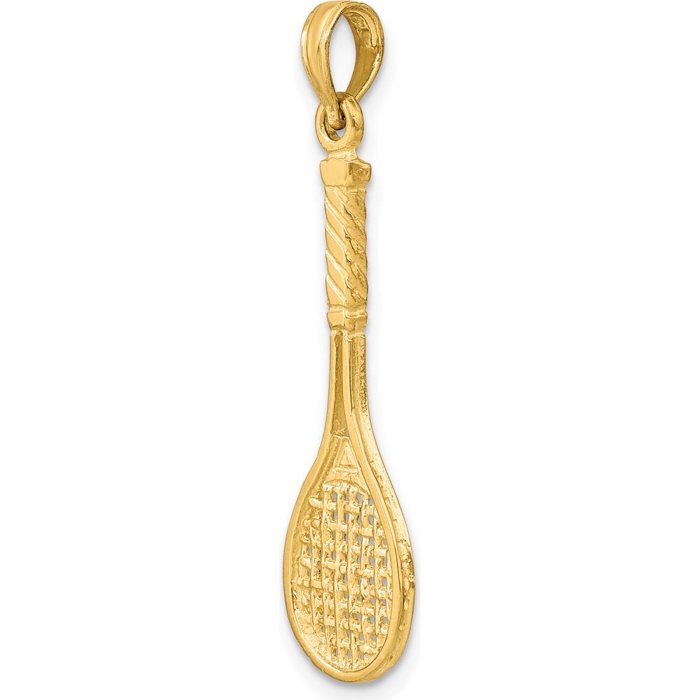 14K Yellow Gold 3D Tennis Racquet Charm - Polished Finish by Oro Pregiato