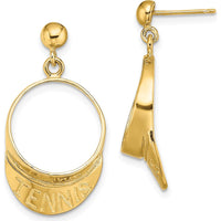 14K Yellow Gold 3D Tennis Visor Dangle Post Earrings by 0