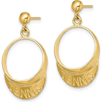 14K Yellow Gold 3D Tennis Visor Dangle Post Earrings by 0