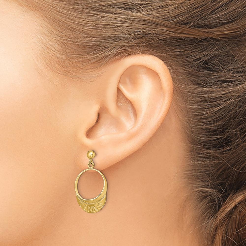 14K Yellow Gold 3D Tennis Visor Dangle Post Earrings by 0