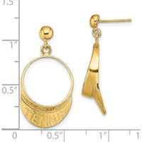 14K Yellow Gold 3D Tennis Visor Dangle Post Earrings by 0