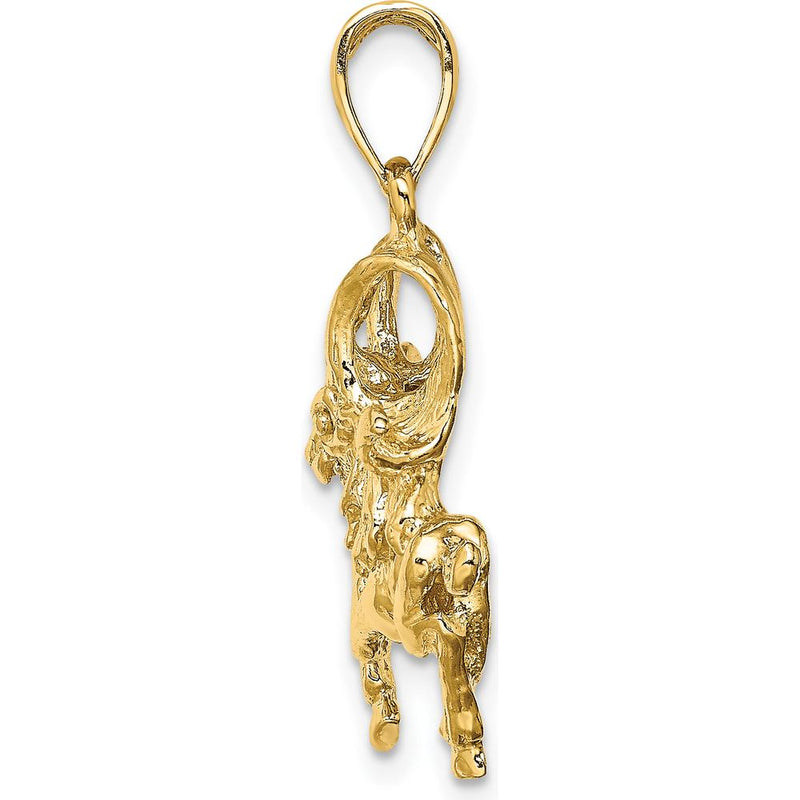 14K Yellow Gold 3D Textured Aries Zodiac Charm Pendant - 27.7mm Length by Oro Pregiato