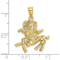 14K Yellow Gold 3D Textured Aries Zodiac Charm Pendant - 27.7mm Length by Oro Pregiato