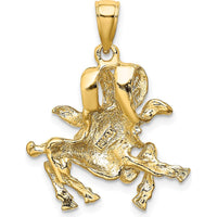 14K Yellow Gold 3D Textured Aries Zodiac Charm Pendant - 27.7mm Length by Oro Pregiato