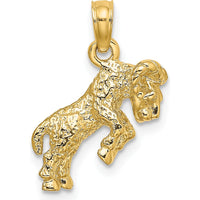 14K Yellow Gold 3D Textured Aries Zodiac Pendant Charm - Celestial Symbol of Strength by Oro Pregiato