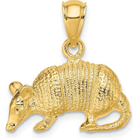 14K Yellow Gold 3D Textured Armadillo Charm Pendant by Oro Pregiato
