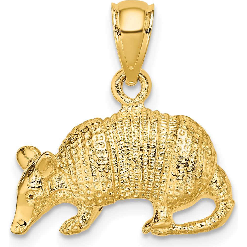 14K Yellow Gold 3D Textured Armadillo Charm Pendant by Oro Pregiato