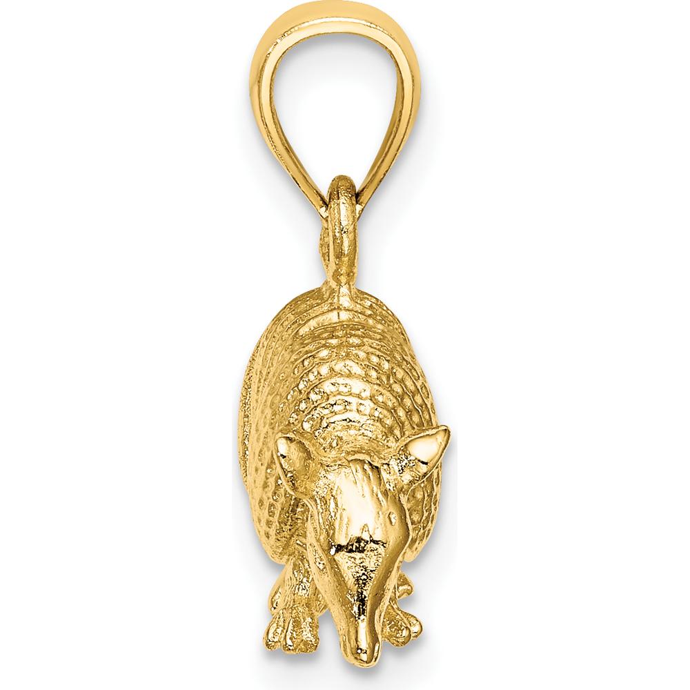 14K Yellow Gold 3D Textured Armadillo Charm Pendant by Oro Pregiato