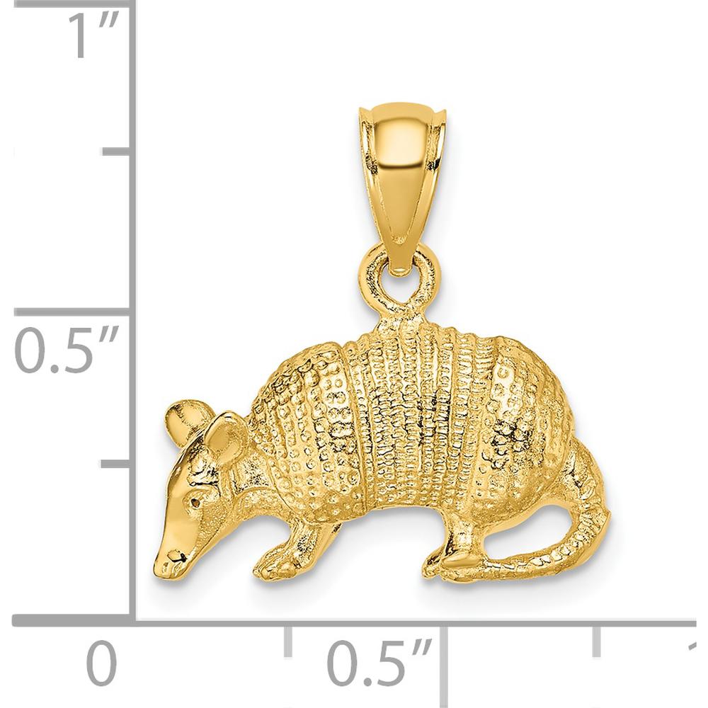 14K Yellow Gold 3D Textured Armadillo Charm Pendant by Oro Pregiato