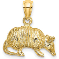 14K Yellow Gold 3D Textured Armadillo Charm Pendant by Oro Pregiato