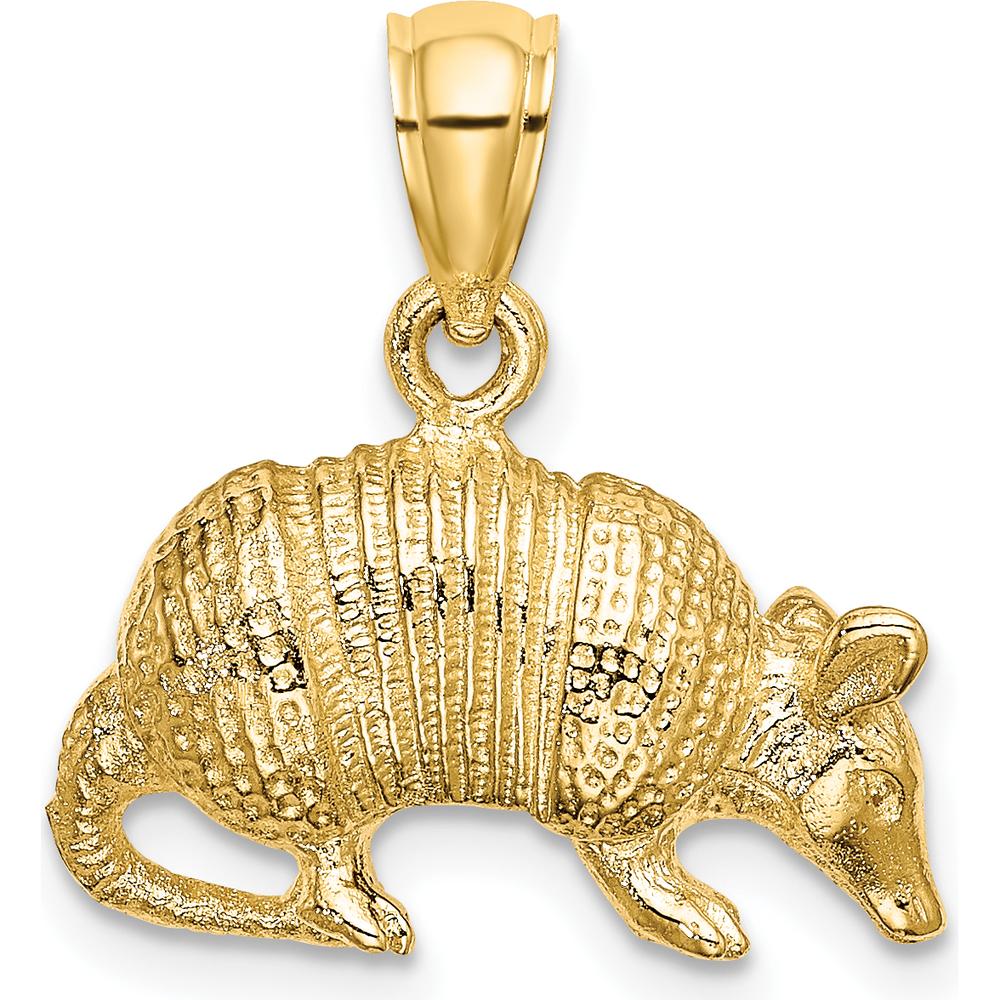 14K Yellow Gold 3D Textured Armadillo Charm Pendant by Oro Pregiato