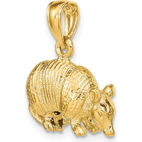 14K Yellow Gold 3D Textured Armadillo Charm Pendant by Oro Pregiato