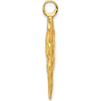 14K Yellow Gold 3D Textured Arrowhead Charm Pendant - Polished Finish