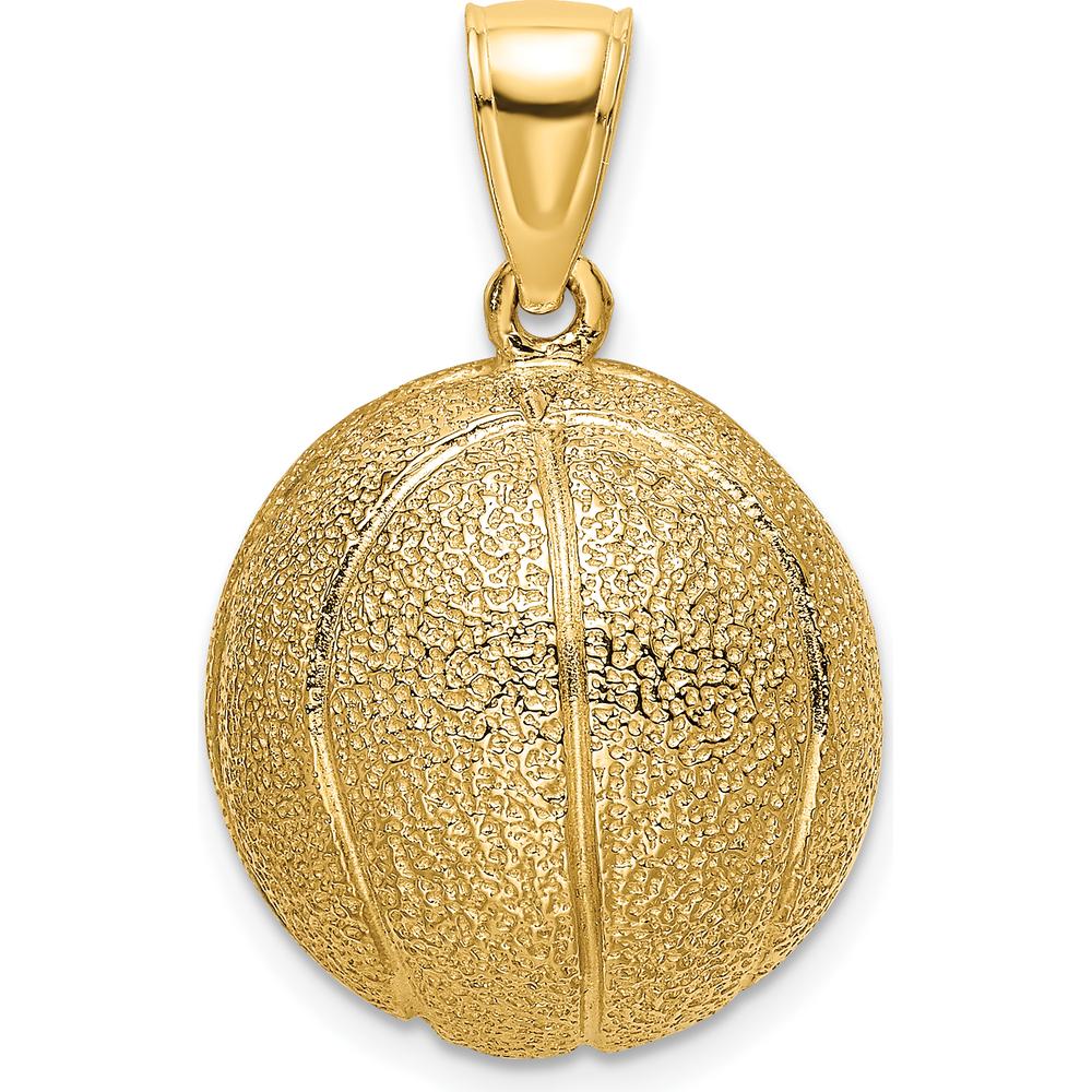 14K Yellow Gold 3D Textured Basketball Charm Pendant - Statement Sports Jewelry by Oro Pregiato