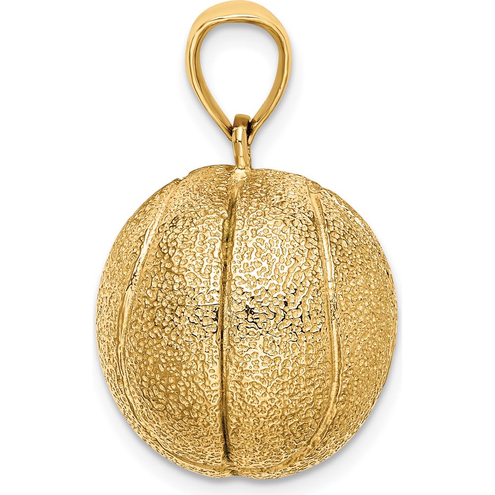14K Yellow Gold 3D Textured Basketball Charm Pendant - Statement Sports Jewelry by Oro Pregiato