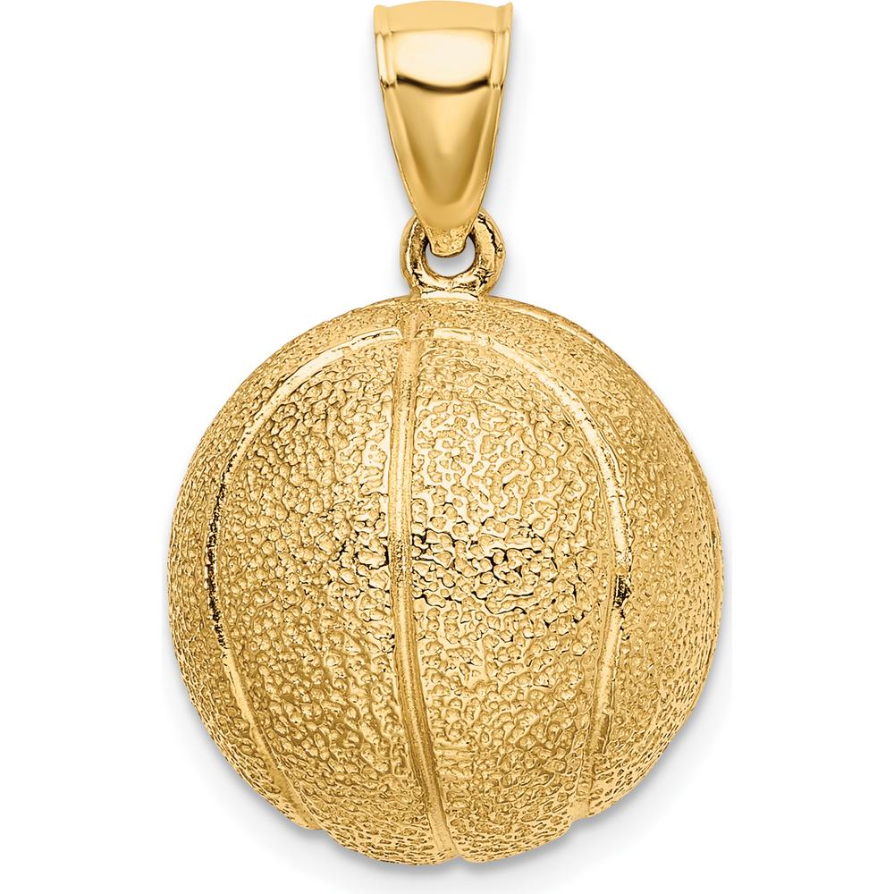 14K Yellow Gold 3D Textured Basketball Charm Pendant - Statement Sports Jewelry by Oro Pregiato