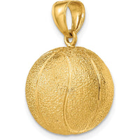 14K Yellow Gold 3D Textured Basketball Charm Pendant - Statement Sports Jewelry by Oro Pregiato