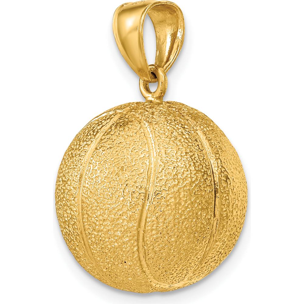 14K Yellow Gold 3D Textured Basketball Charm Pendant - Statement Sports Jewelry by Oro Pregiato