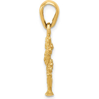 14K Yellow Gold 3D Textured Cactus Pendant Necklace Charm - 26mm Length by Oro Pregiato